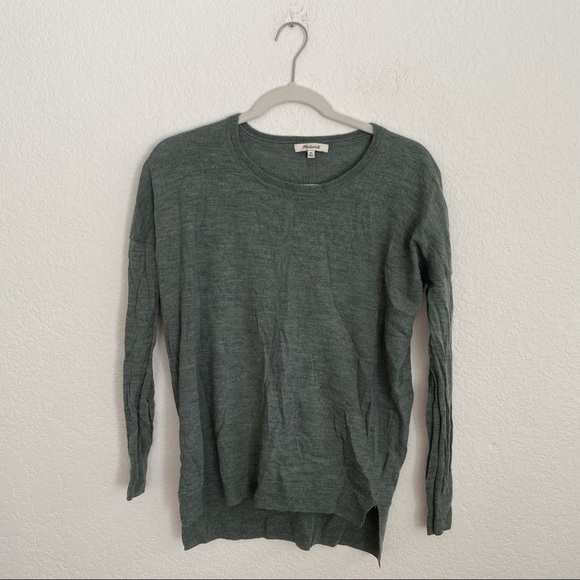 MADEWELL Women’s XS Green Long-Sleeve Crewneck 100% Merino Wool Sweater - Picture 1 of 8